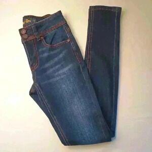 Indigo Rein Women Skinny Contrast Stitch Dark Wash Jeans Size 0 Blue